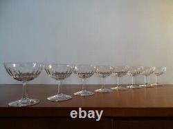 8 coupes à champagne anciennes cristal Baccarat modèle CASSINO 10,2 cm