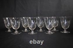8 verres à eau anciens, en cristal taillé, nid d'abeille, époque Art Déco 11.2cm