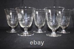 8 verres à eau anciens, en cristal taillé, nid d'abeille, époque Art Déco 11.2cm