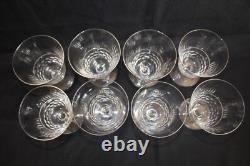 8 verres à eau anciens, en cristal taillé, nid d'abeille, époque Art Déco 11.2cm