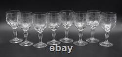 8 verres à eau anciens en verre soufflé Portieux décor gravé