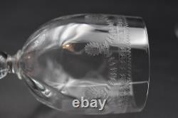 8 verres à eau anciens en verre soufflé Portieux décor gravé