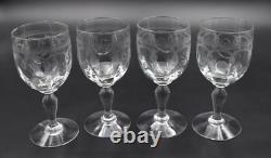 8 verres à eau anciens en verre soufflé Portieux décor gravé