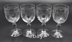 8 verres à eau anciens en verre soufflé Portieux décor gravé