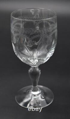 8 verres à eau anciens en verre soufflé Portieux décor gravé