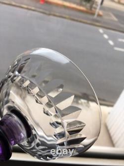 9 Coupes Cristal Taillé Jambe Couleur Améthyste Verre Ancien French Glass