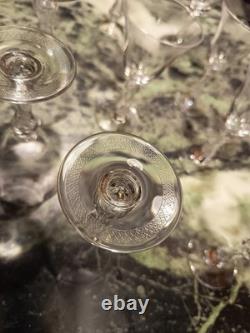 9 Verres à Vin Anciens En Cristal Gravé Parfait État