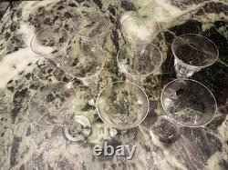 9 Verres à Vin Anciens En Cristal Gravé Parfait État