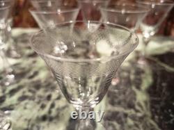 9 Verres à Vin Anciens En Cristal Gravé Parfait État