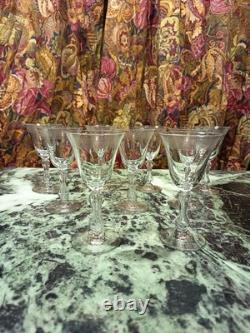 9 Verres à Vin Anciens En Cristal Gravé Parfait État