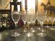 9 anciens verres a vin en vin cristal taillé art deco 1940 st louis feuille