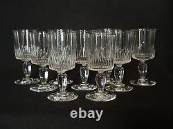 9 anciens verres en cristal taillé Baccarat /Val St Lambert modèle Jeux d'Orgues