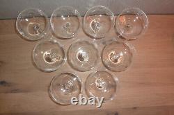 9 coupes à champagne en cristal soufflé gravé anciennes st louis ou baccarat