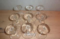 9 coupes à champagne en cristal soufflé gravé anciennes st louis ou baccarat