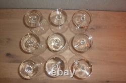 9 coupes à champagne en cristal soufflé gravé anciennes st louis ou baccarat