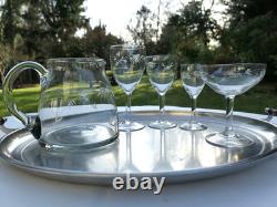 9 verres à vin anciens en cristal taillé ciselé, décor floral