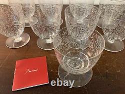 9 verres à vin rouge gravé ancien en cristal de Baccarat (prix à la pièce)