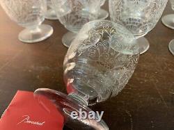 9 verres à vin rouge gravé ancien en cristal de Baccarat (prix à la pièce)