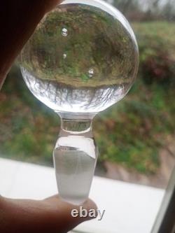 AIGUIERE CARAFE ANCIENNE Verre cristal gravé Feuillage & Fleurs BOUCHON BOULE