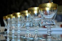 ANCIENNES LUXE 6 VERRES VIN CRISTAL TAILLE dorure l'agate BOHEME THERESENTHAL