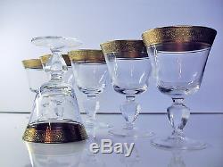 ANCIENNES LUXE 6 VERRES VIN CRISTAL TAILLE dorure l'agate BOHEME THERESENTHAL
