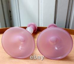 ANCIENNE PAIRE DE BOUGEOIR BICOLORE EN OPALINE XIXème NAPOLEON III