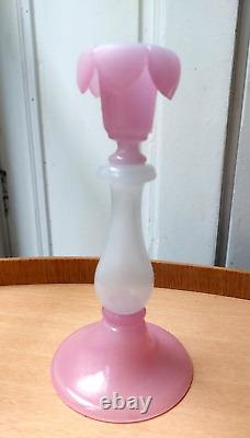 ANCIENNE PAIRE DE BOUGEOIR BICOLORE EN OPALINE XIXème NAPOLEON III