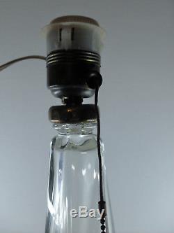 ANCIENNE PIED DE LAMPE CRISTAL SOUFFLE COULEUR VAL ST LAMBERT SIGNE H37cm VERT
