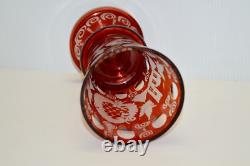 -ANCIEN CALICE CRISTAL de BOHEME ROUGE verre à pied collection vitrine religion