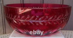 ANCIEN COUPE SALADIER CRISTAL COULEUR ROUGE Belle Epoque Saint-Louis