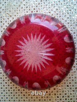 ANCIEN COUPE SALADIER CRISTAL COULEUR ROUGE Belle Epoque Saint-Louis