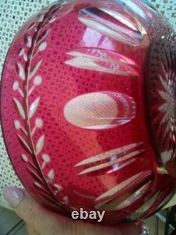 ANCIEN COUPE SALADIER CRISTAL COULEUR ROUGE Belle Epoque Saint-Louis