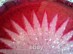 ANCIEN COUPE SALADIER CRISTAL COULEUR ROUGE Belle Epoque Saint-Louis