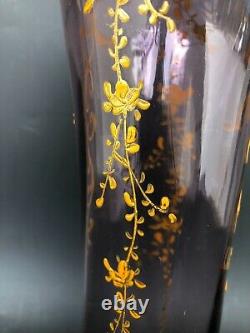 ANCIEN GRAND VASE VERRE EMAILLÉ SIGNÉ KARLSBAD autriche austria moser