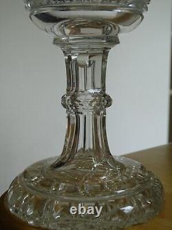 ANCIEN GRAND VERRE MARIAGE CRISTAL TAILLER PIERRERIE DIAMANTS MONOGRAMME 25 cm