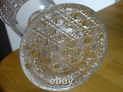 ANCIEN GRAND VERRE MARIAGE CRISTAL TAILLER PIERRERIE DIAMANTS MONOGRAMME 25 cm