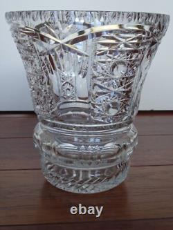 ANCIEN GROS VASE CRISTAL TAILLER DE BOHEME BOHEMIAN ht 25 cm