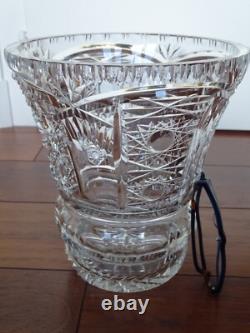 ANCIEN GROS VASE CRISTAL TAILLER DE BOHEME BOHEMIAN ht 25 cm