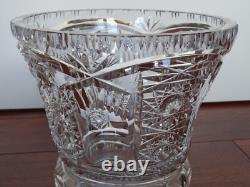 ANCIEN GROS VASE CRISTAL TAILLER DE BOHEME BOHEMIAN ht 25 cm