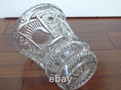 ANCIEN GROS VASE CRISTAL TAILLER DE BOHEME BOHEMIAN ht 25 cm