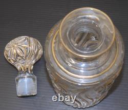 - ANCIEN SERVICE de TOILETTE CRISTAL SAINT LOUIS Fleurs de Violette dorure D