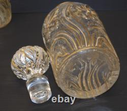 - ANCIEN SERVICE de TOILETTE CRISTAL SAINT LOUIS Fleurs de Violette dorure D