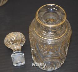 - ANCIEN SERVICE de TOILETTE CRISTAL SAINT LOUIS Fleurs de Violette dorure D