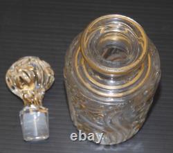 - ANCIEN SERVICE de TOILETTE CRISTAL SAINT LOUIS Fleurs de Violette dorure D