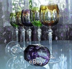 Ancien 6 Verres A Vin En Cristal Double De Couleurs W. M. F. Baccarat St. Lambert