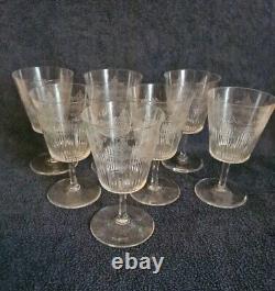 Ancien 7 Verres À Eau Cristal Baccarat Ou Saint Louis GRAVÉ Non SIGNÉ