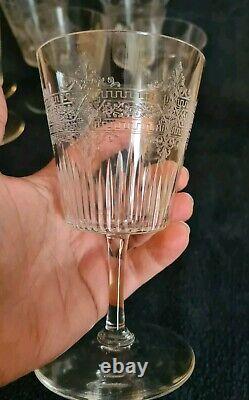 Ancien 7 Verres À Eau Cristal Baccarat Ou Saint Louis GRAVÉ Non SIGNÉ