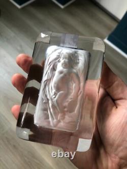 Ancien Beau Presse Papier Cristal Angelot Putti Etiquette Baccarat