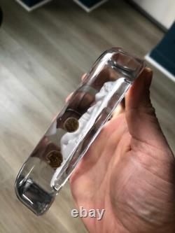 Ancien Beau Presse Papier Cristal Angelot Putti Etiquette Baccarat