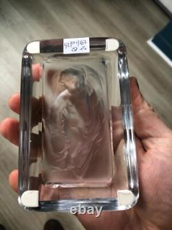 Ancien Beau Presse Papier Cristal Angelot Putti Etiquette Baccarat
